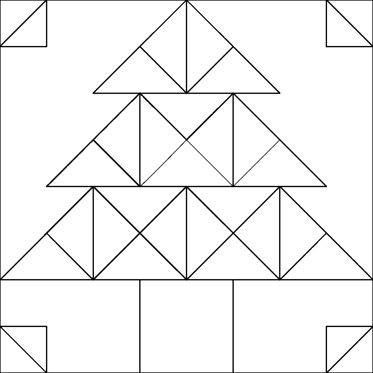 Pattern 141, Bear Paw Variation barn quilt pattern thumbnail